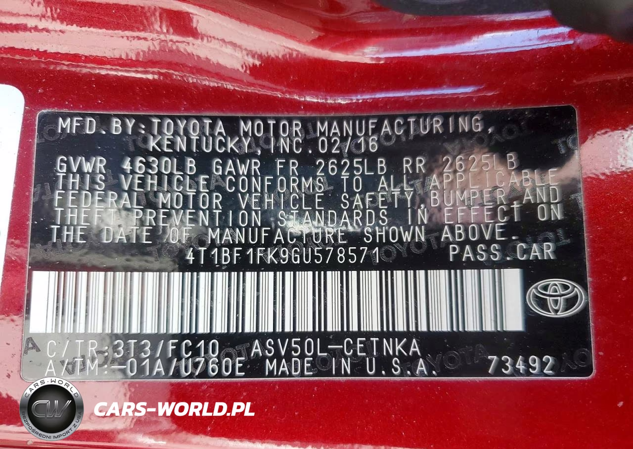 2016 Toyota Camry Le VIN:4T1BF1FK9GU578571 - 12