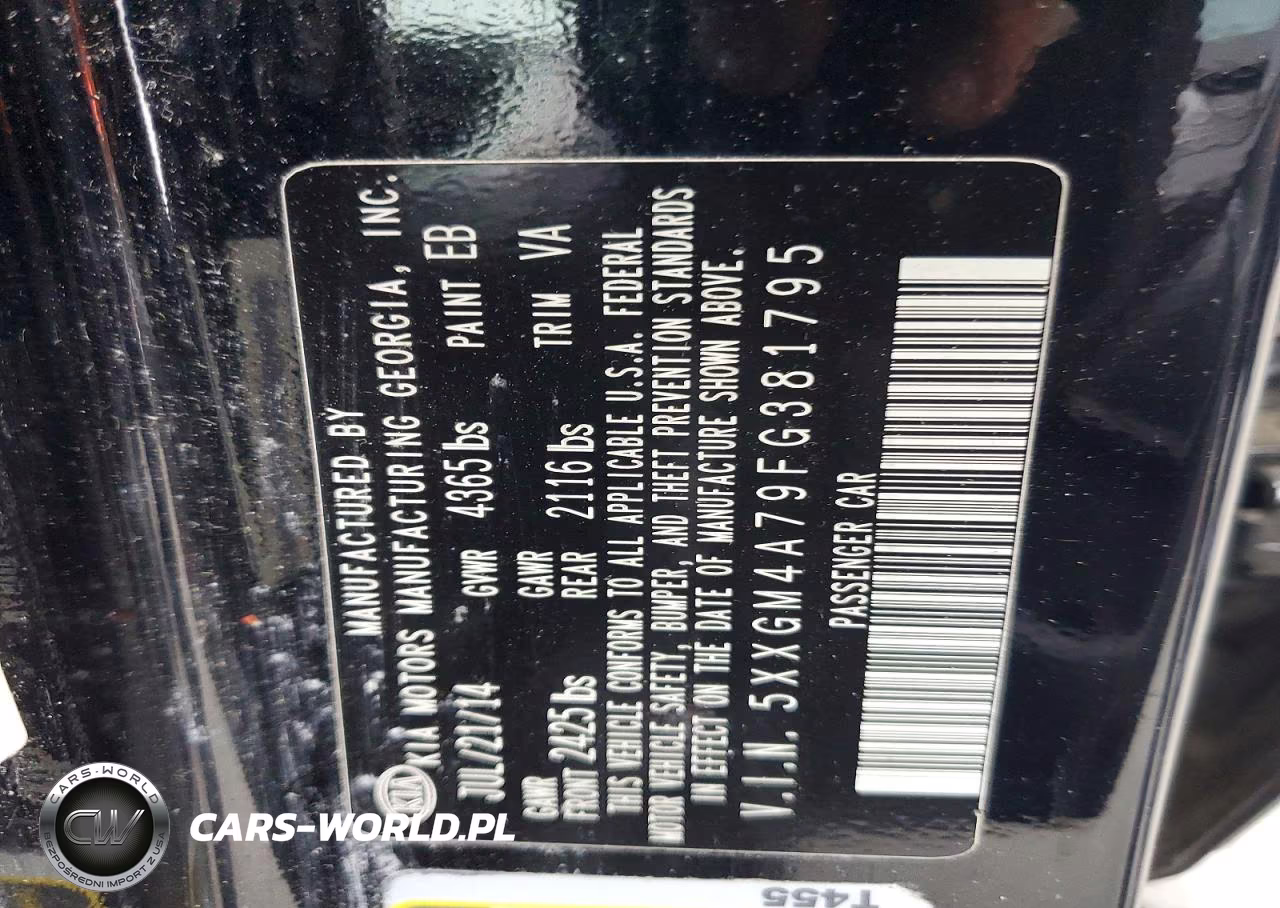 2015 Kia Optima Lx VIN:5XXGM4A79FG381795 - 12