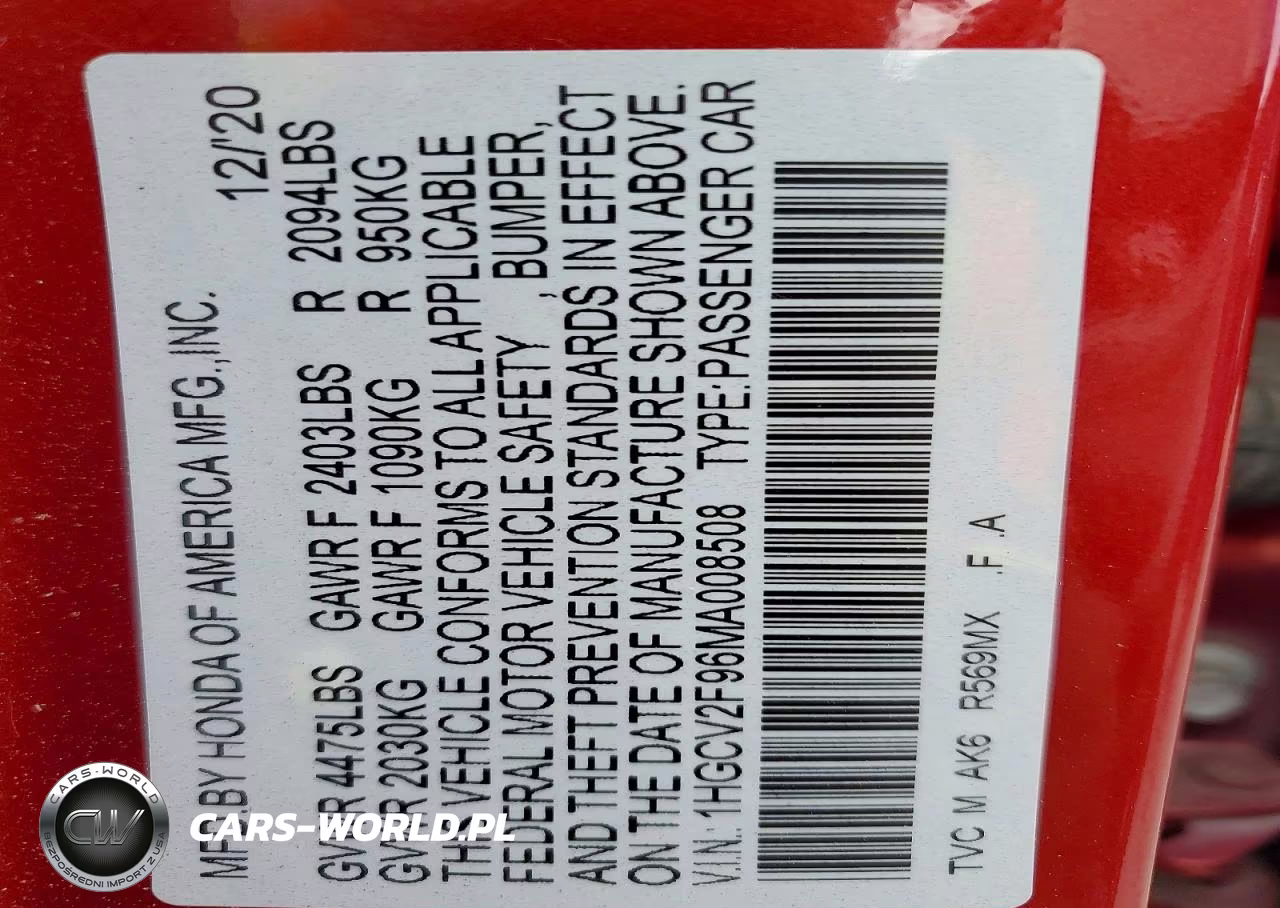 2021 Honda Accord Touring VIN:1HGCV2F96MA008508 - 13
