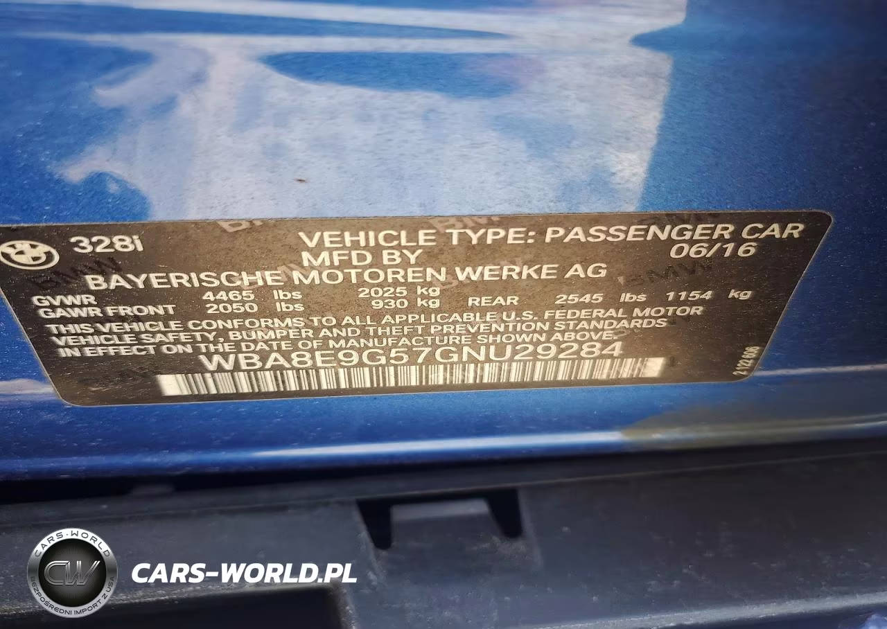 2016 BMW 328 I Sulev VIN:WBA8E9G57GNU29284 - 12