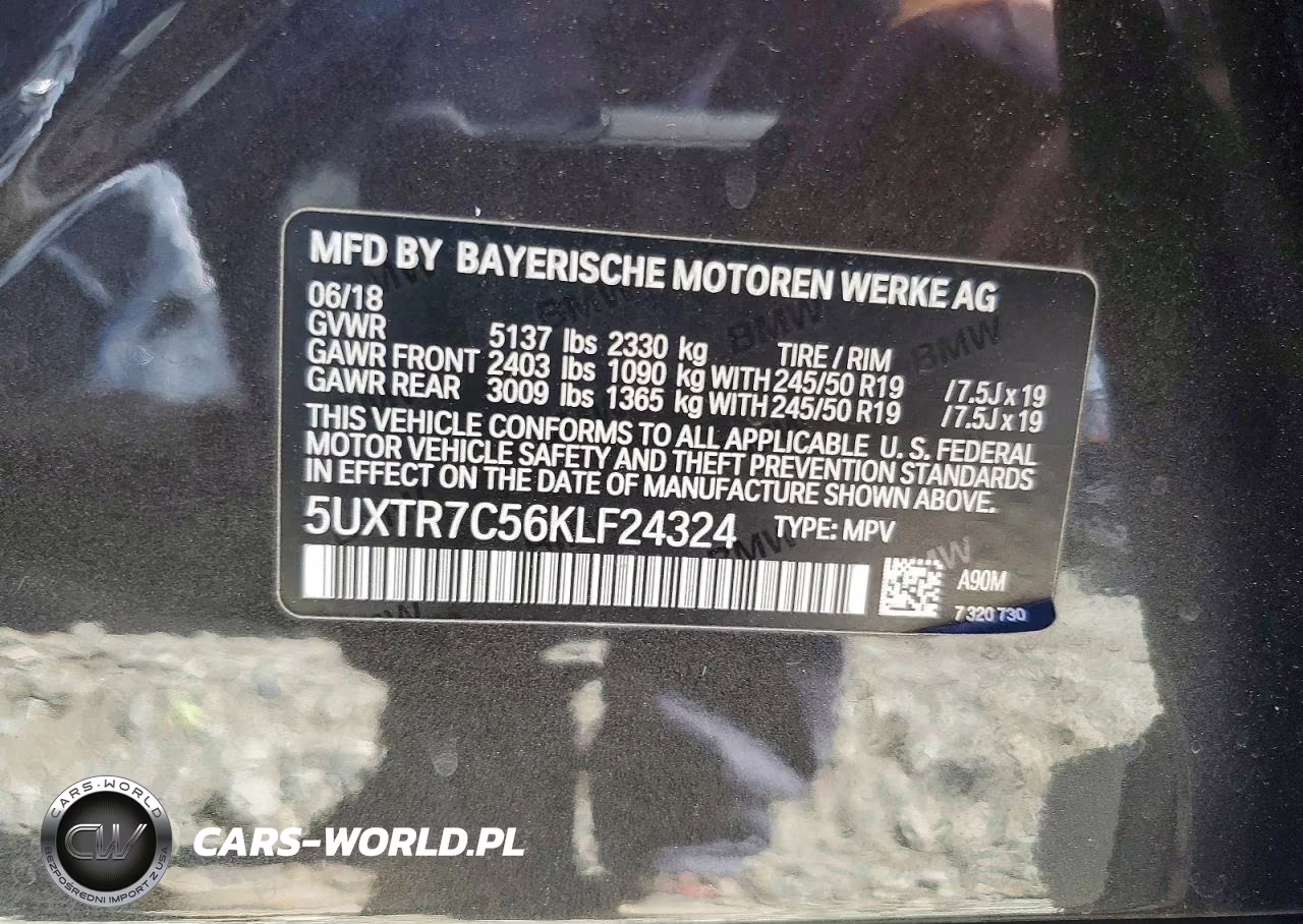 2019 BMW X3 Sdrive30I VIN:5UXTR7C56KLF24324 - 13