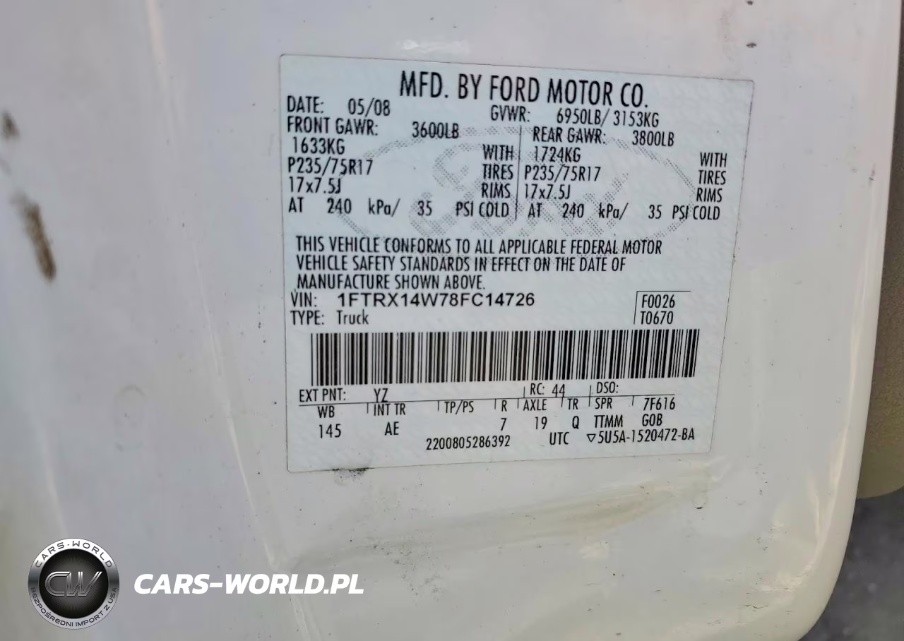 2008 Ford F150 VIN:1FTRX14W78FC14726 - 12