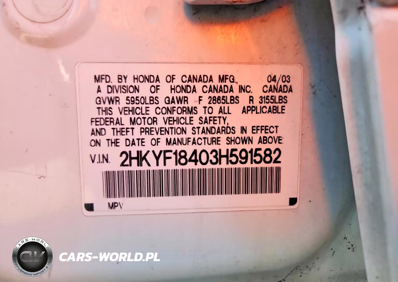 2003 Honda Pilot Ex VIN:2HKYF18403H591582 - 13