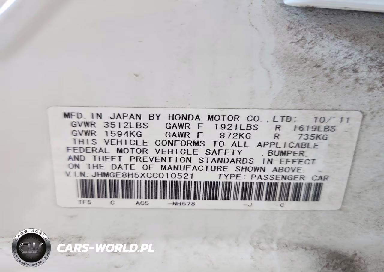 2012 Honda Fit Sport VIN:JHMGE8H5XCC010521 - 12