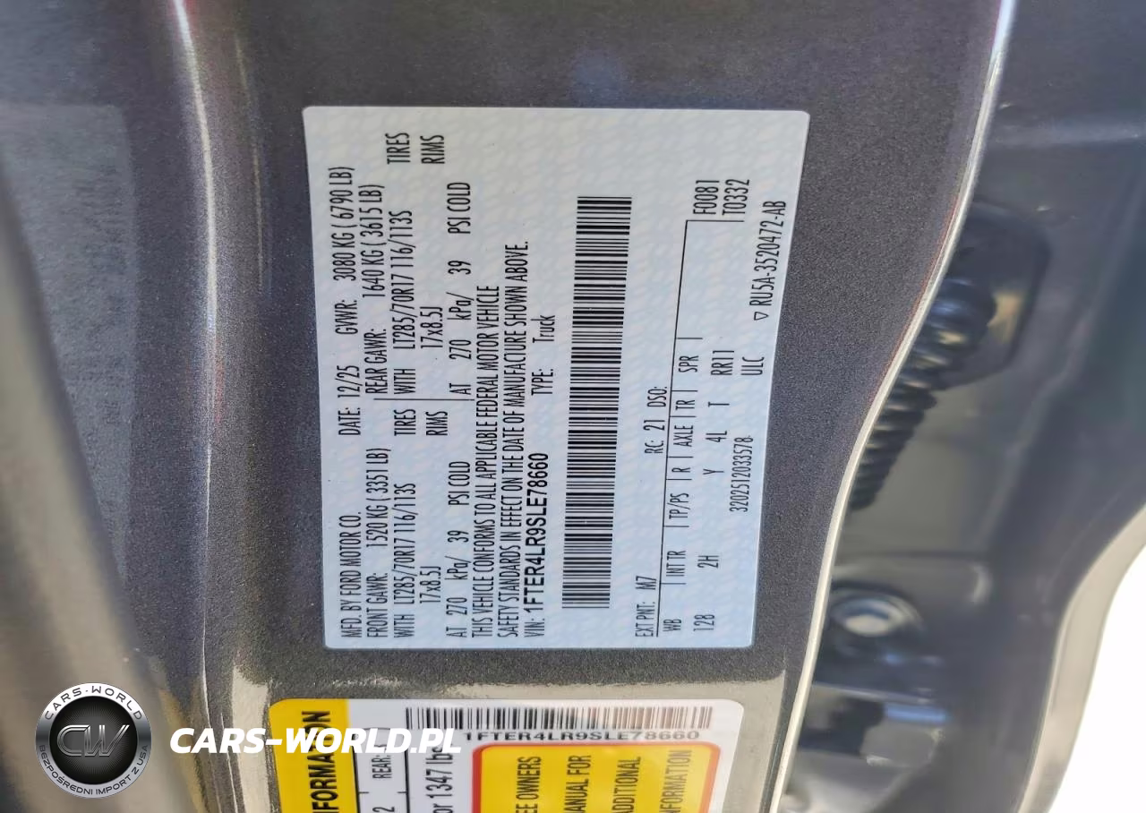 2025 Ford Ranger Raptor VIN:1FTER4LR9SLE78660 - 12