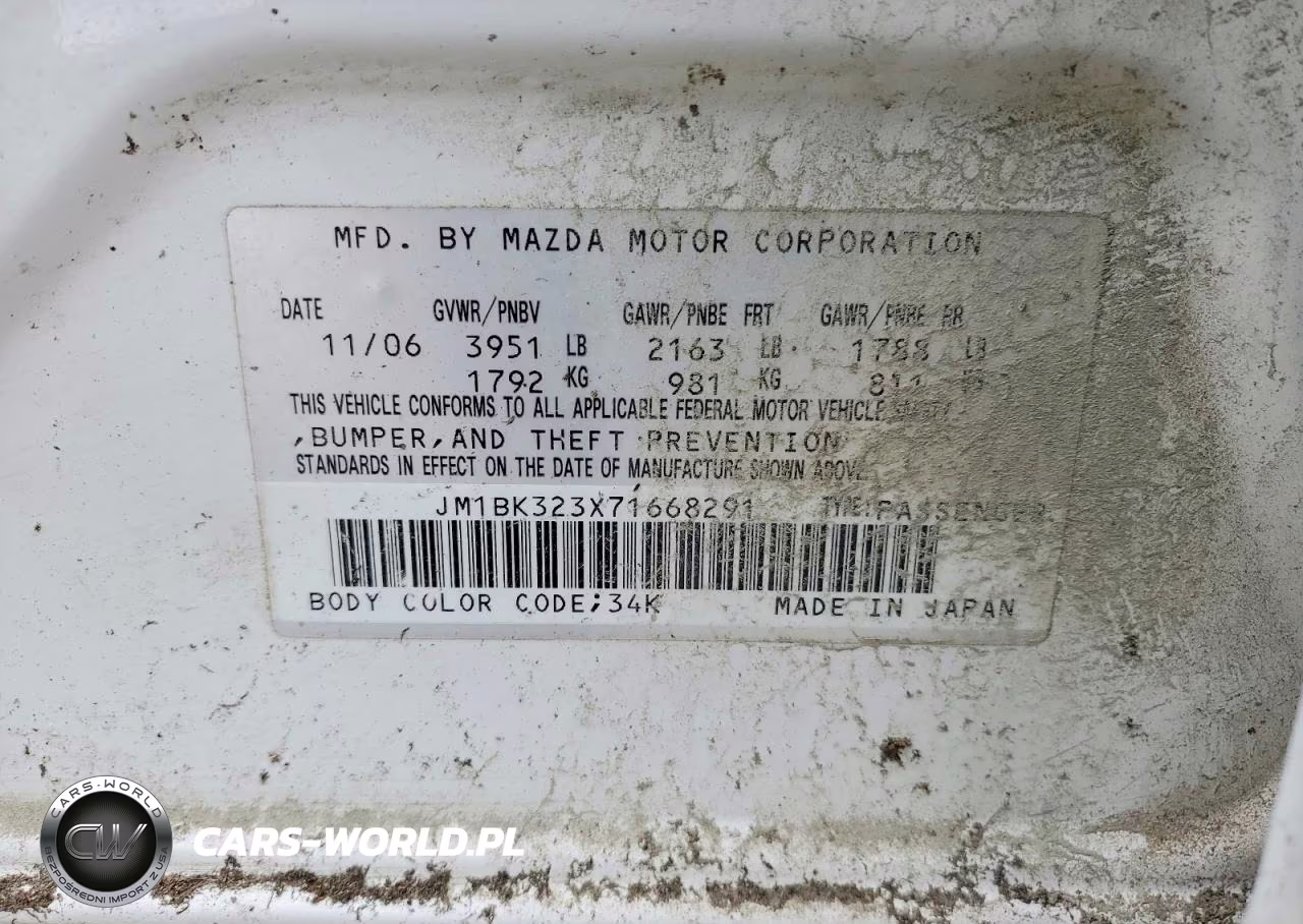 2007 Mazda 3 S VIN:JM1BK323X71668291 - 12