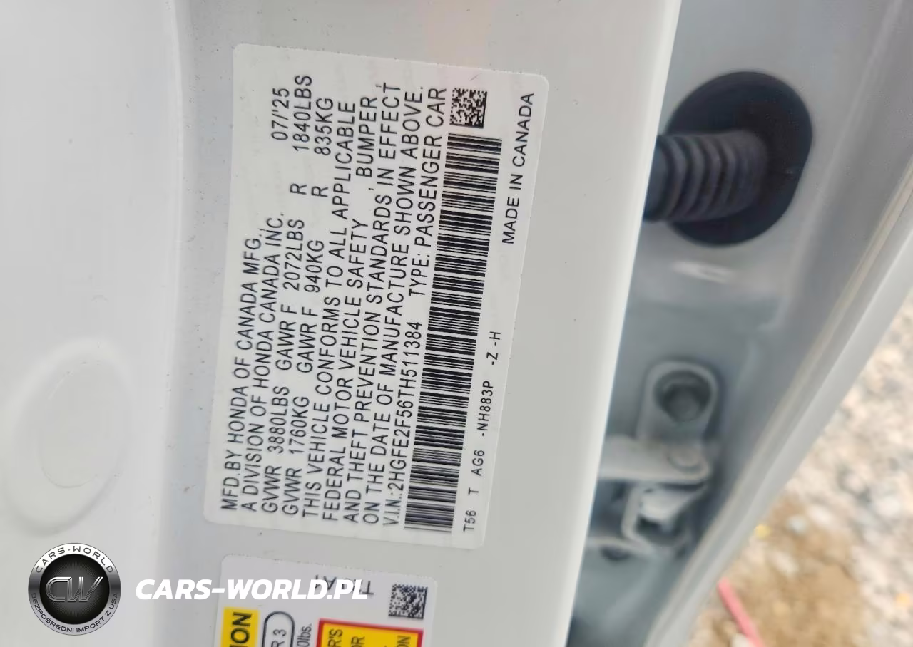 2026 Honda Civic Sport VIN:2HGFE2F56TH511384 - 12
