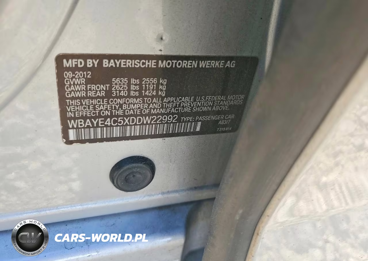 2013 BMW 740 Li VIN:WBAYE4C5XDDW22992 - 12