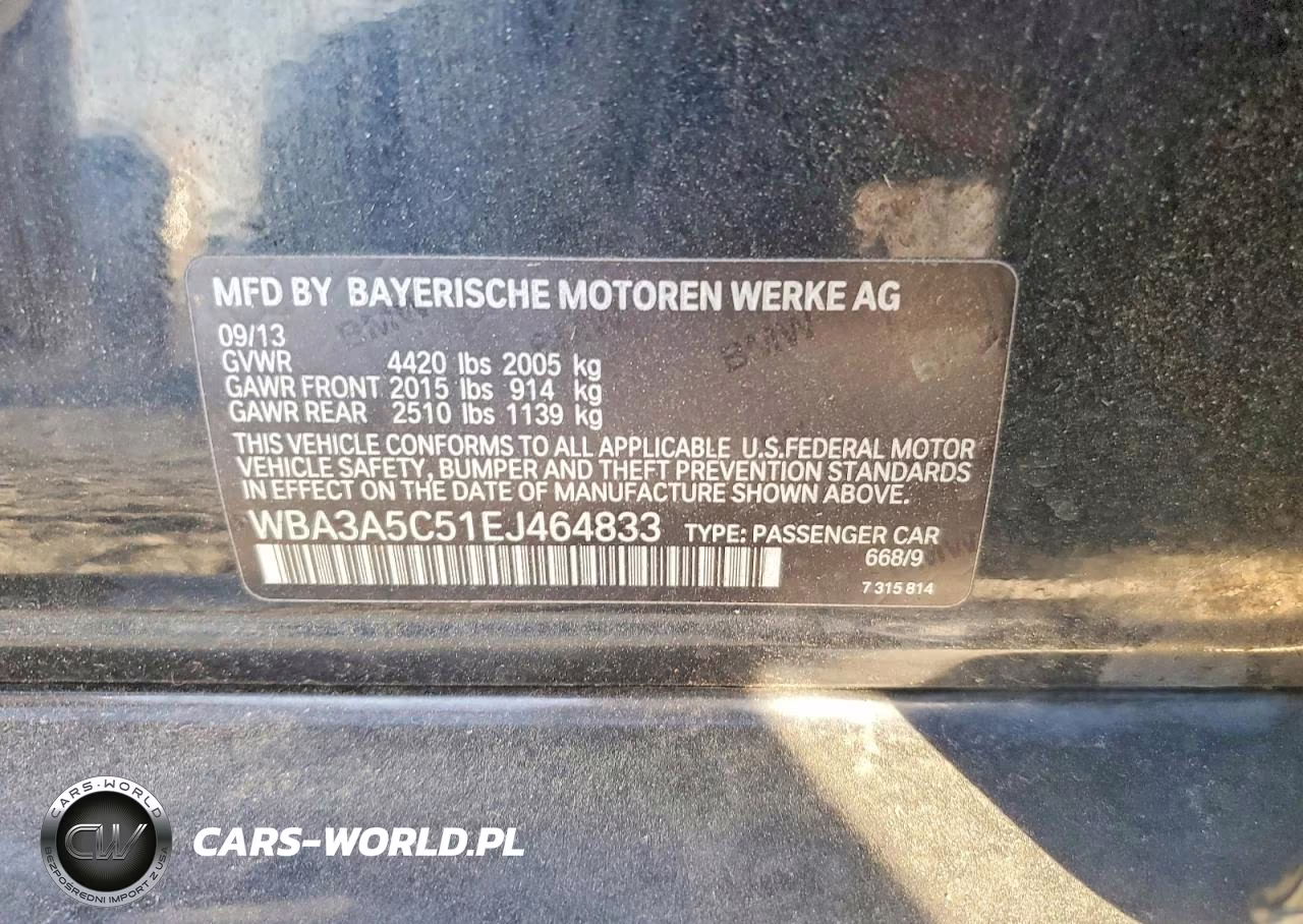 2014 BMW 328 I VIN:WBA3A5C51EJ464833 - 12
