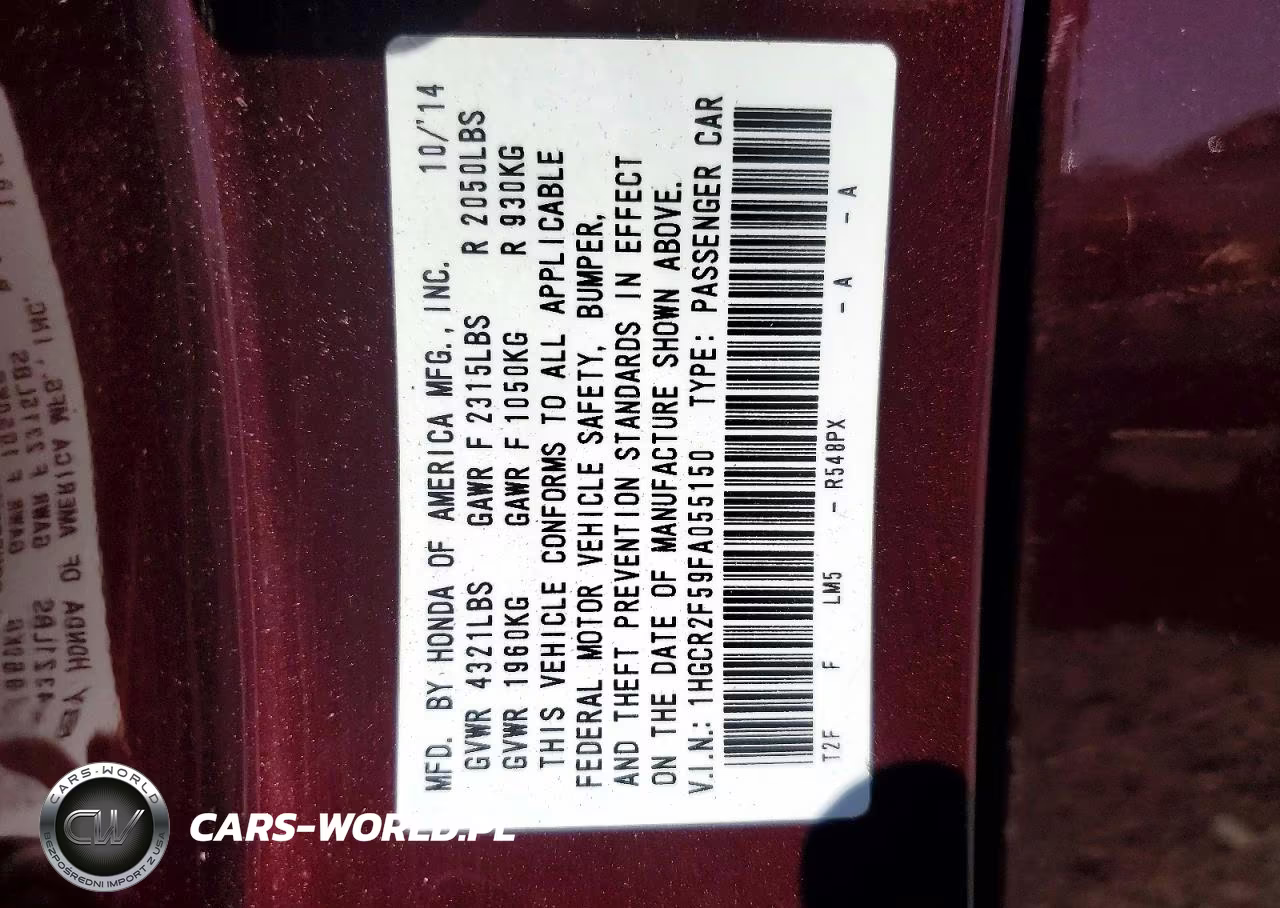 2015 Honda Accord Sport VIN:1HGCR2F59FA055150 - 12