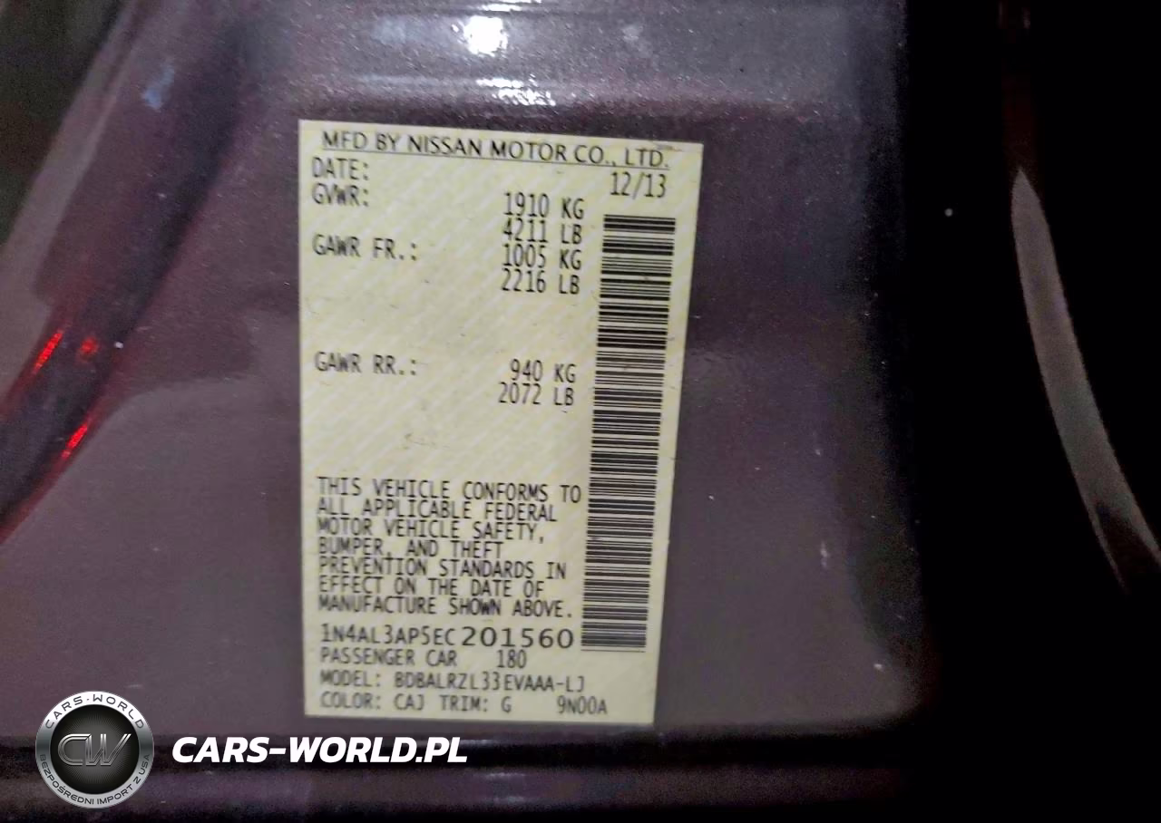 2014 Nissan Altima 2.5 S VIN:1N4AL3AP5EC201560 - 12
