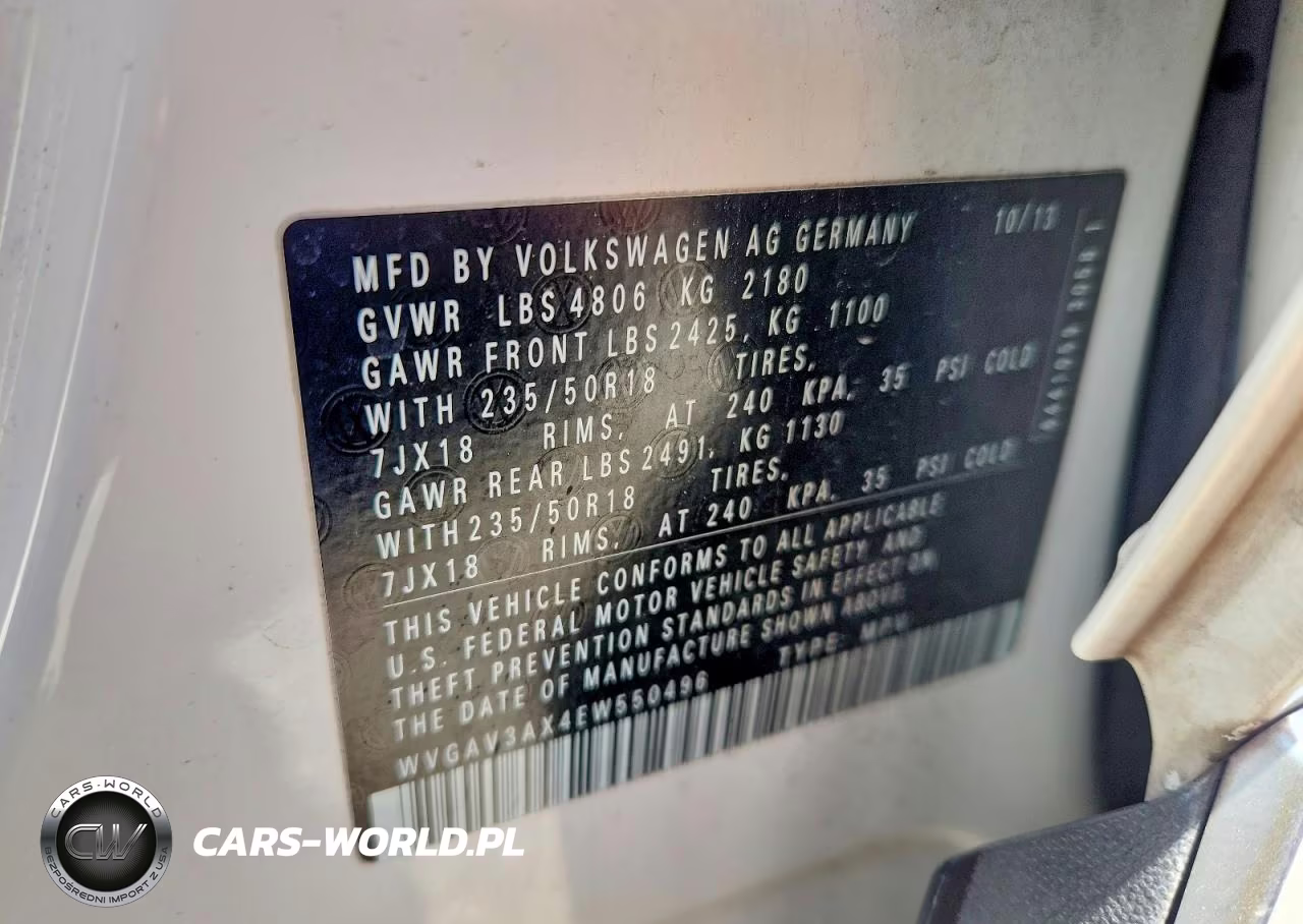 2014 Volkswagen Tiguan S VIN:WVGAV3AX4EW550496 - 12