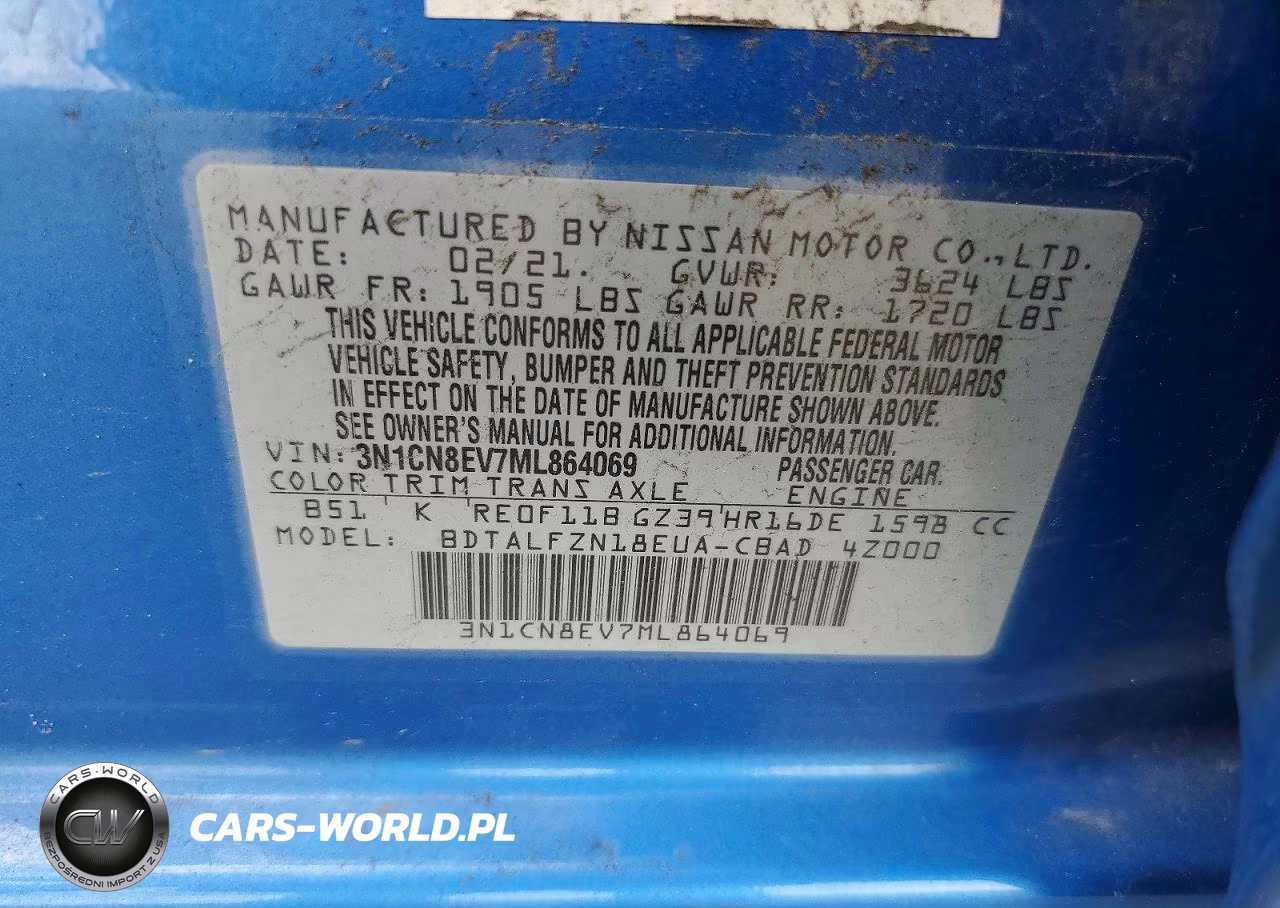 2021 Nissan Versa Sv VIN:3N1CN8EV7ML864069 - 12