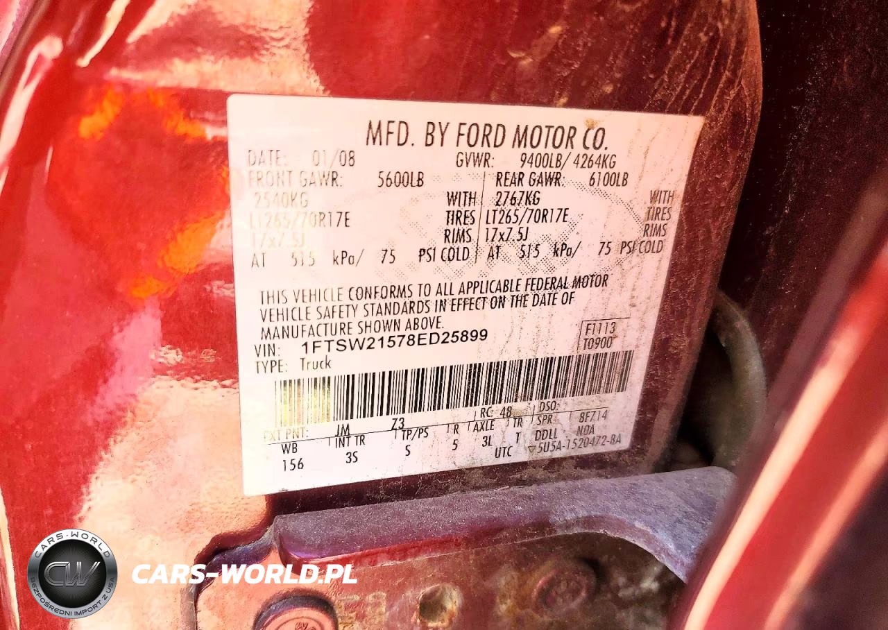 2008 Ford F250 Super Duty VIN:1FTSW21578ED25899 - 13