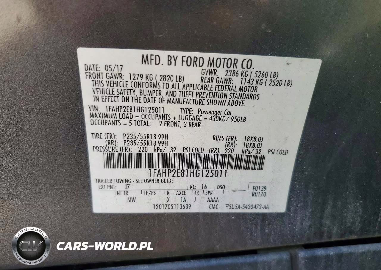 2017 Ford Taurus Sel VIN:1FAHP2E81HG125011 - 12