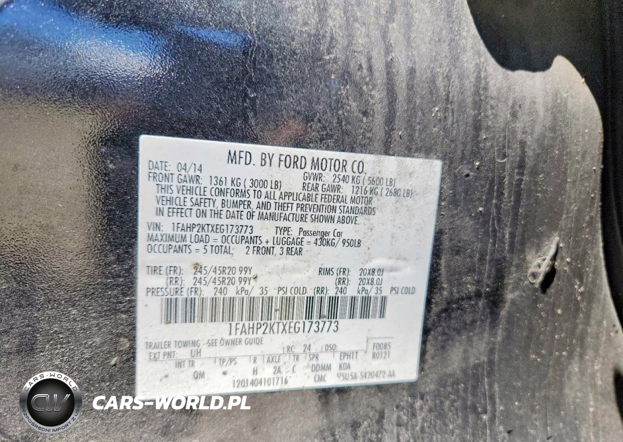 2014 Ford Taurus Sho VIN:1FAHP2KTXEG173773 - 12