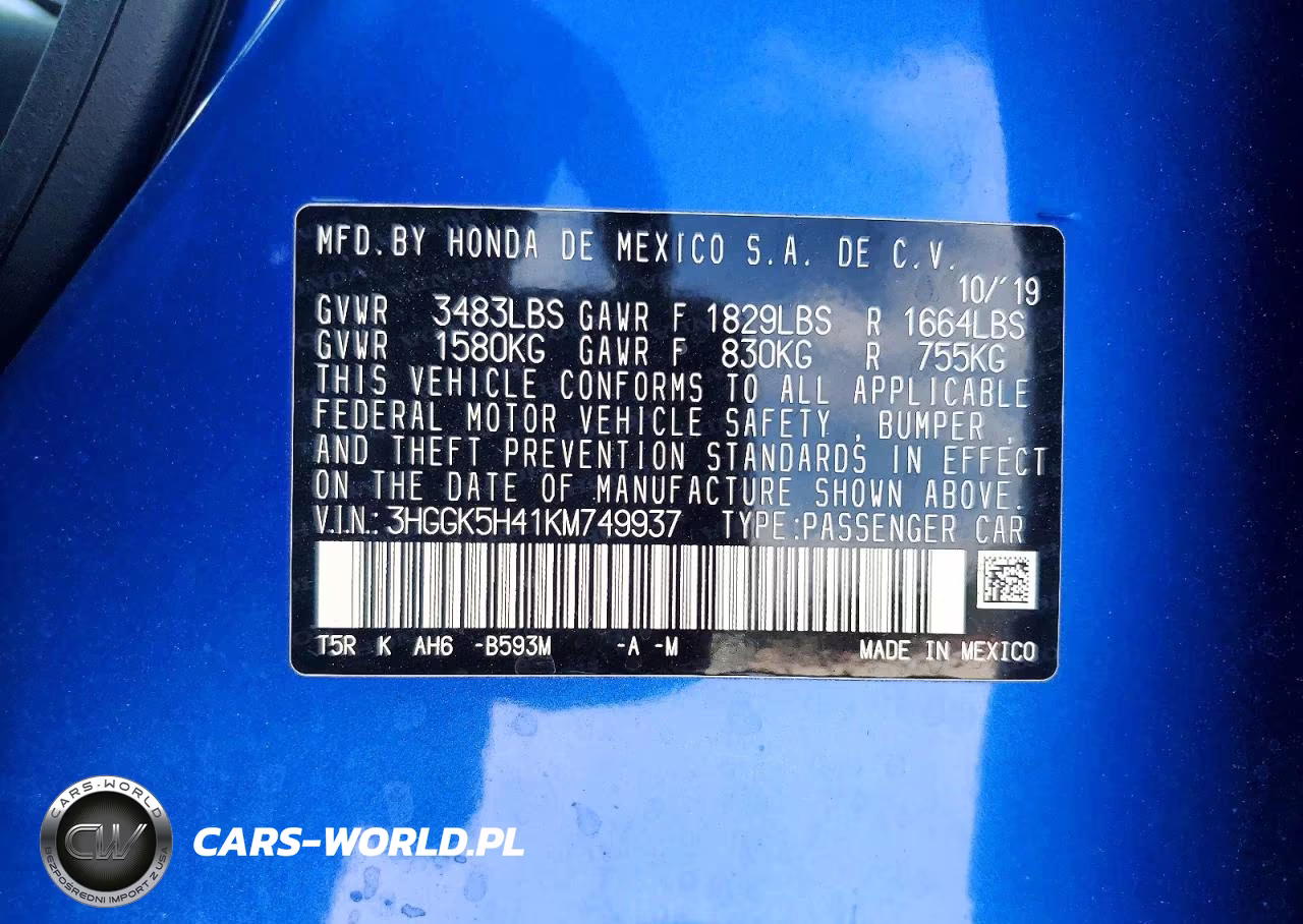 2019 Honda Fit Lx VIN:3HGGK5H41KM749937 - 12