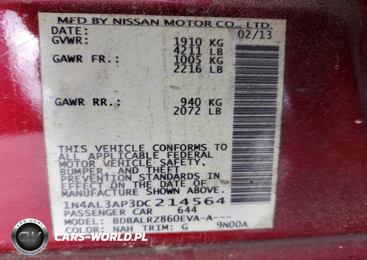 2013 Nissan Altima 2.5 VIN:1N4AL3AP3DC214564 - 12