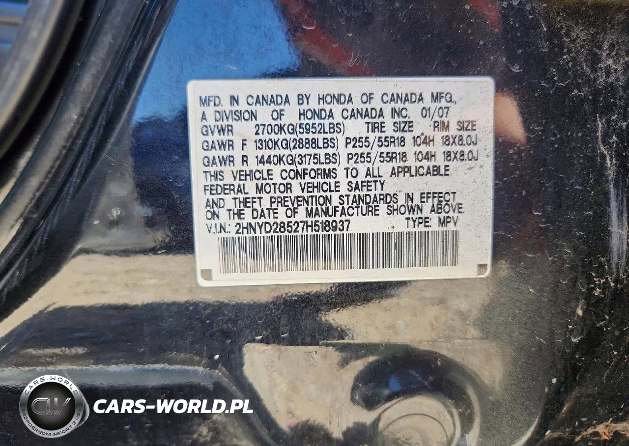 2007 Acura Mdx Sport VIN:2HNYD28527H518937 - 14