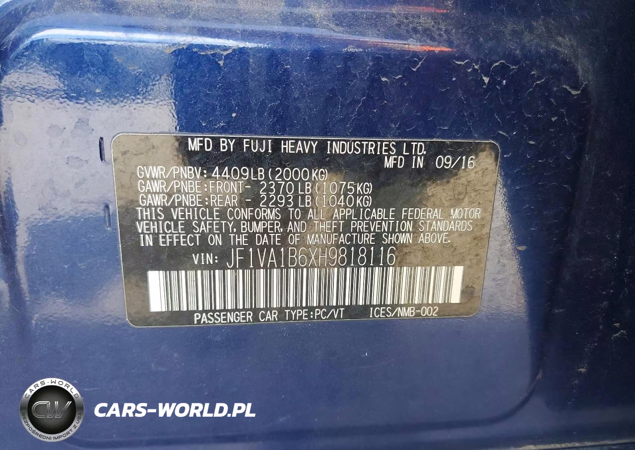 2017 Subaru Wrx VIN:JF1VA1B6XH9818116 - 12