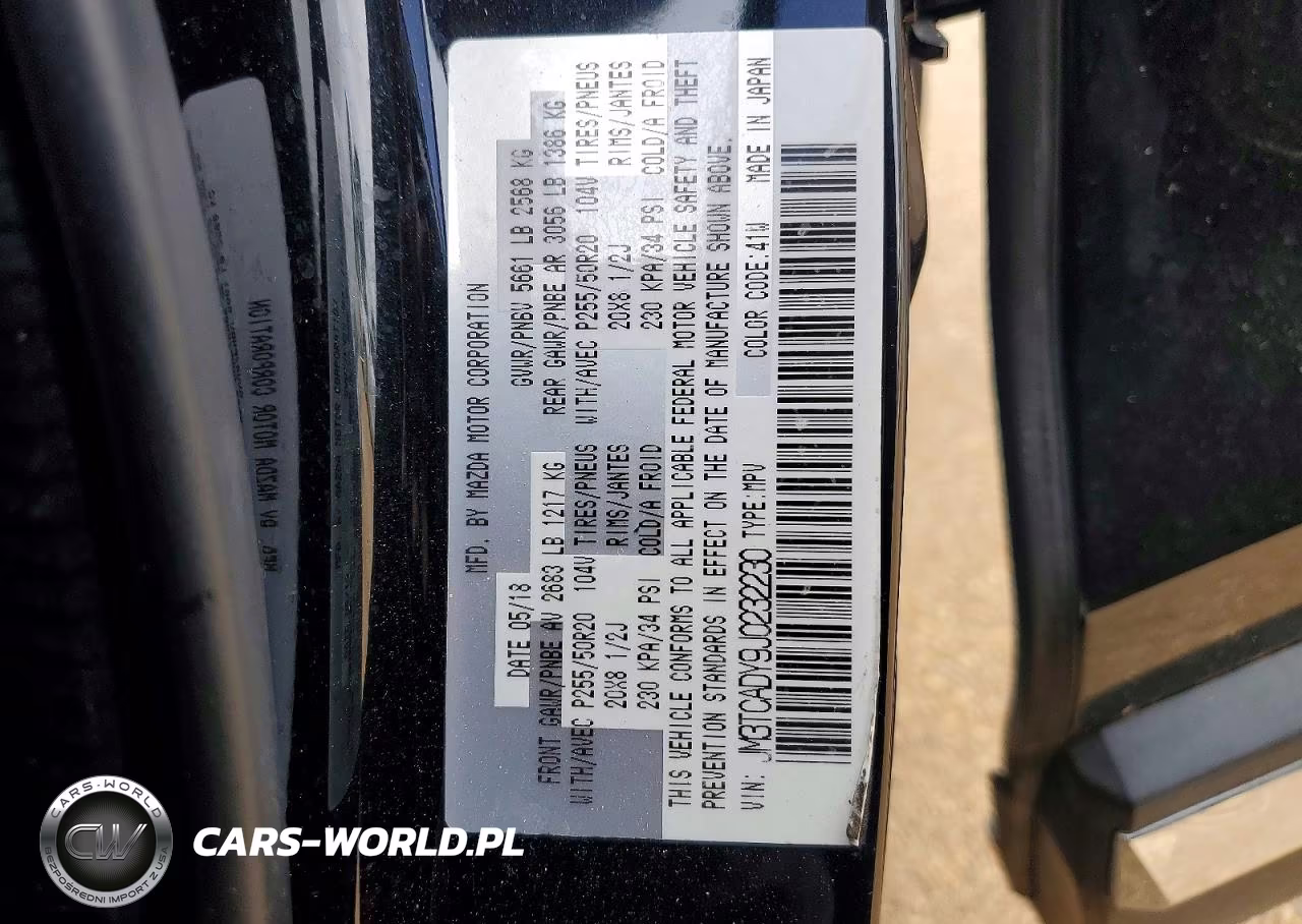 2018 Mazda Cx-9 Grand Touring VIN:JM3TCADY9J0232230 - 13