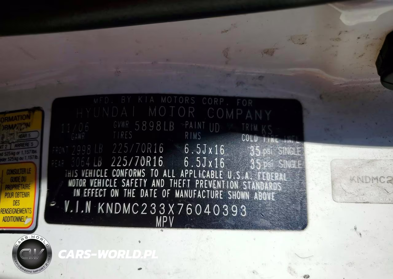 2007 Hyundai Entourage Gls VIN:KNDMC233X76040393 - 13