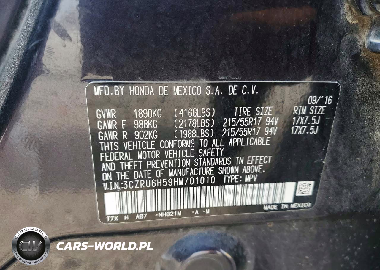 2017 Honda Hr-V Ex VIN:3CZRU6H59HM701010 - 13