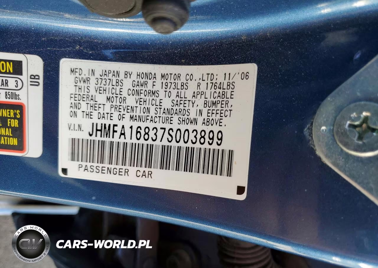 2007 Honda Civic Ex VIN:JHMFA16837S003899 - 12