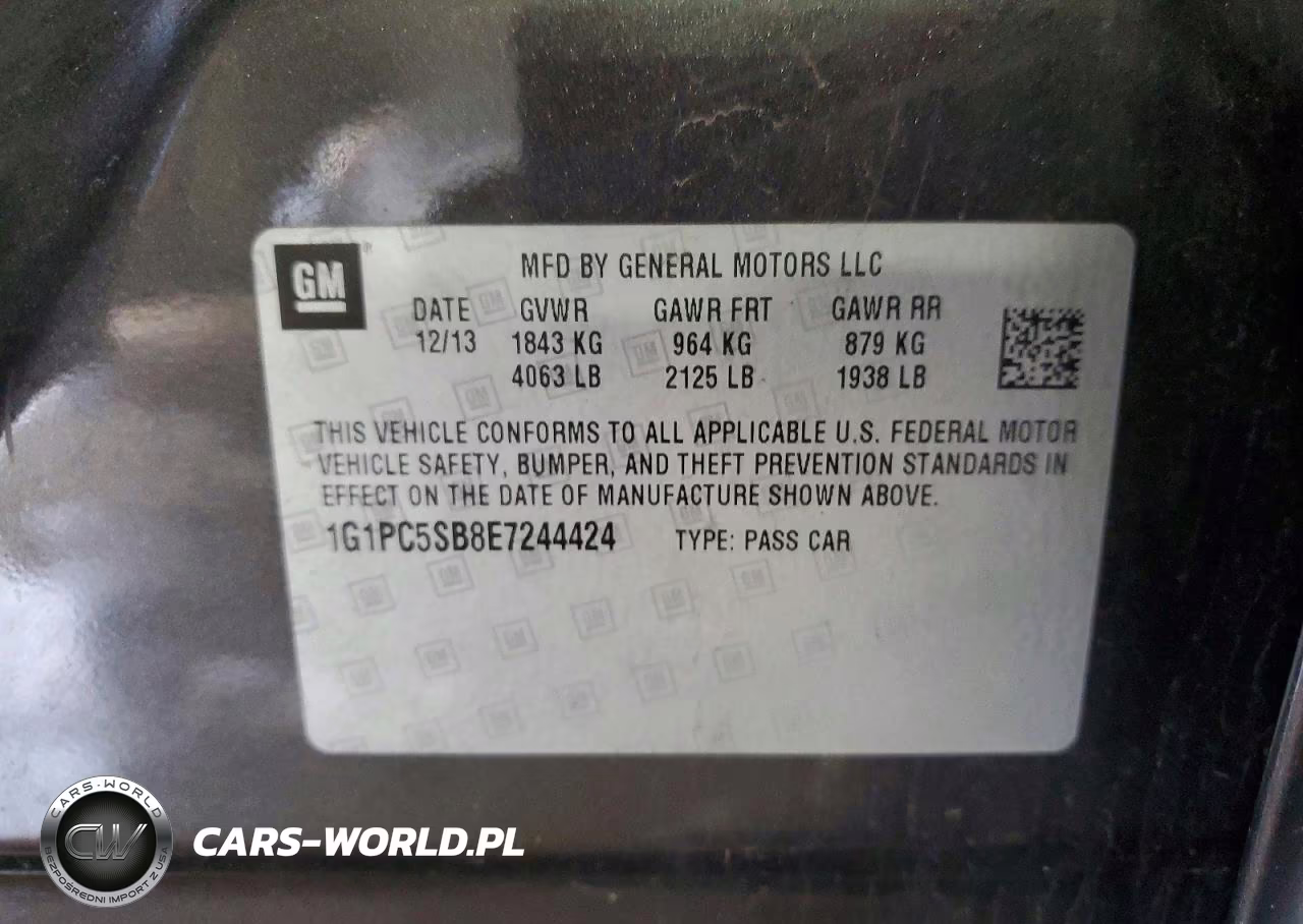 2014 Chevrolet Cruze Lt VIN:1G1PC5SB8E7244424 - 13