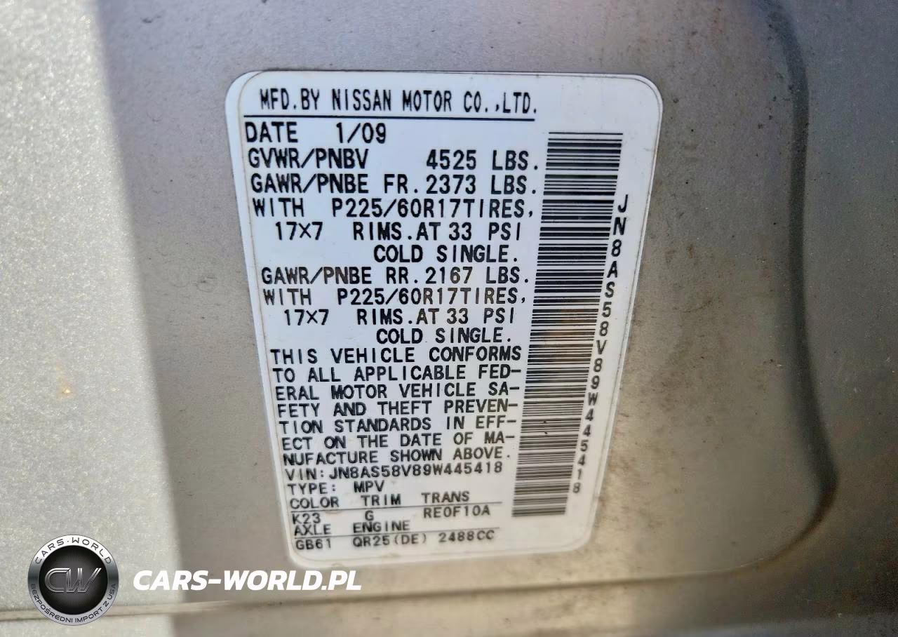 2009 Niss Rogue VIN:JN8AS58V89W445418 - 13