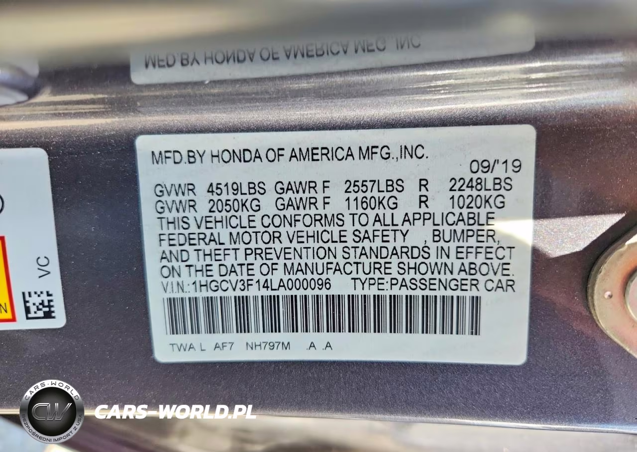 2020 Honda Accord Hybrid VIN:1HGCV3F14LA000096 - 12