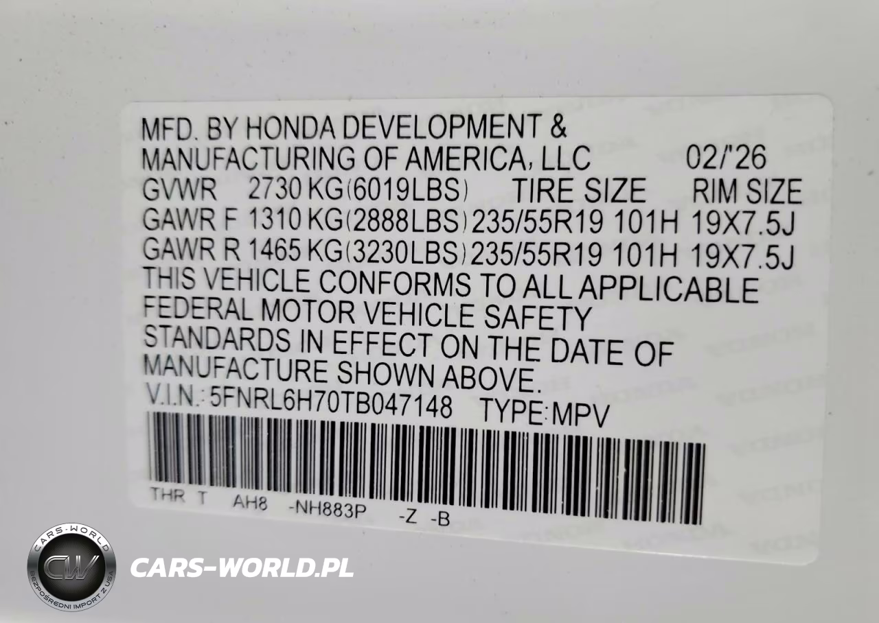 2026 Honda Odyssey Sport-L VIN:5FNRL6H70TB047148 - 13