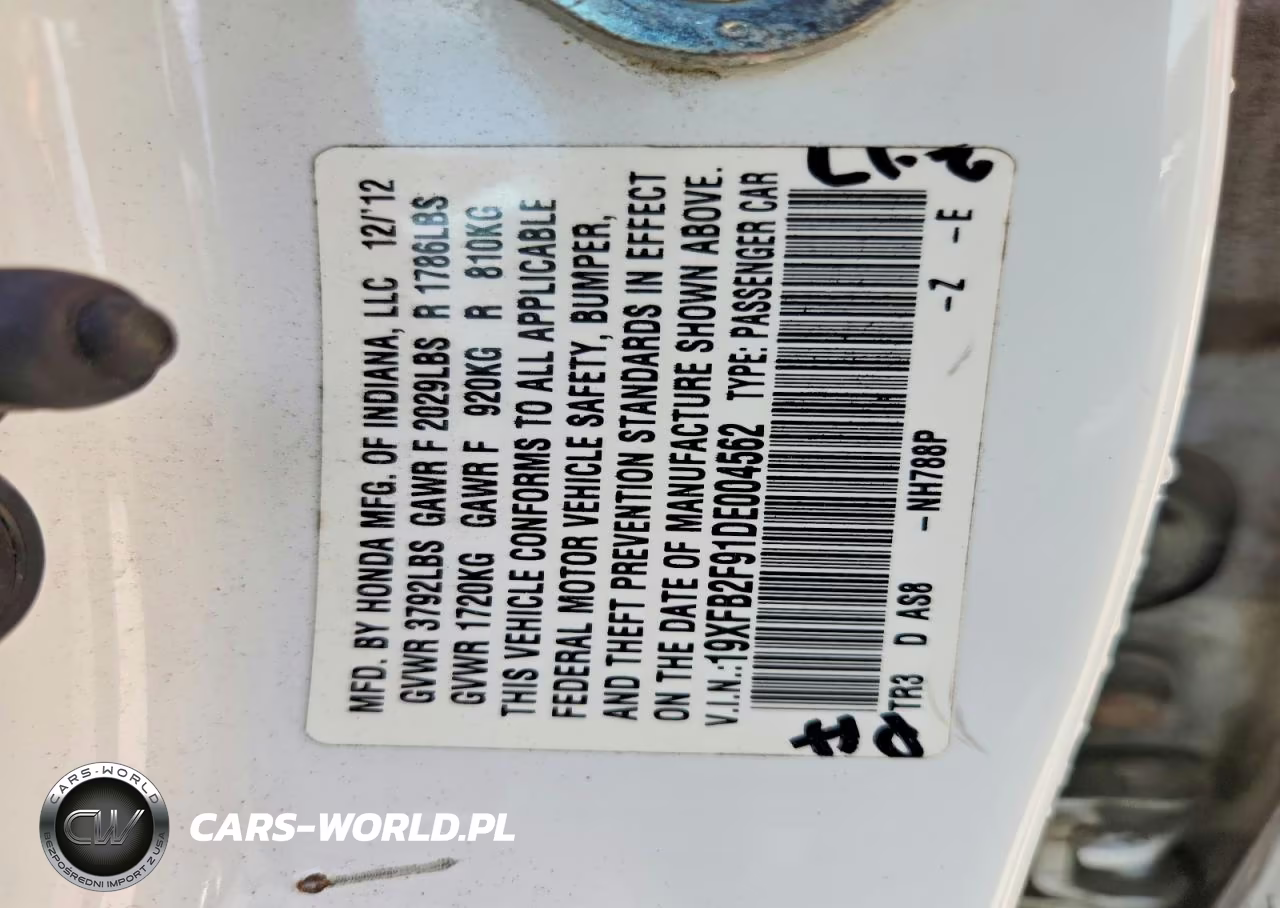2013 Honda Civic Exl VIN:19XFB2F91DE004562 - 12