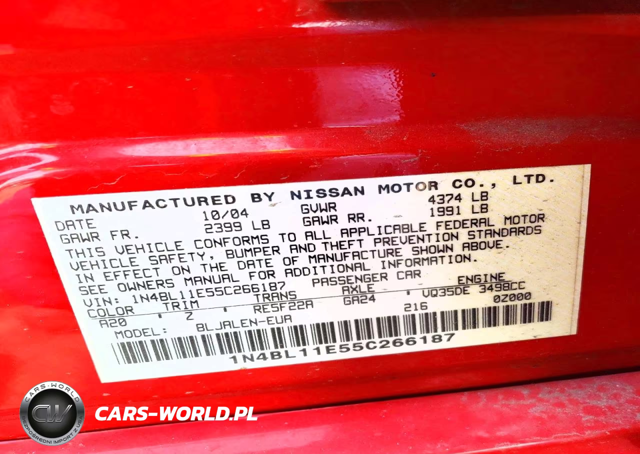2005 Nissan Altima 3.5 Se VIN:1N4BL11E55C266187 - 13