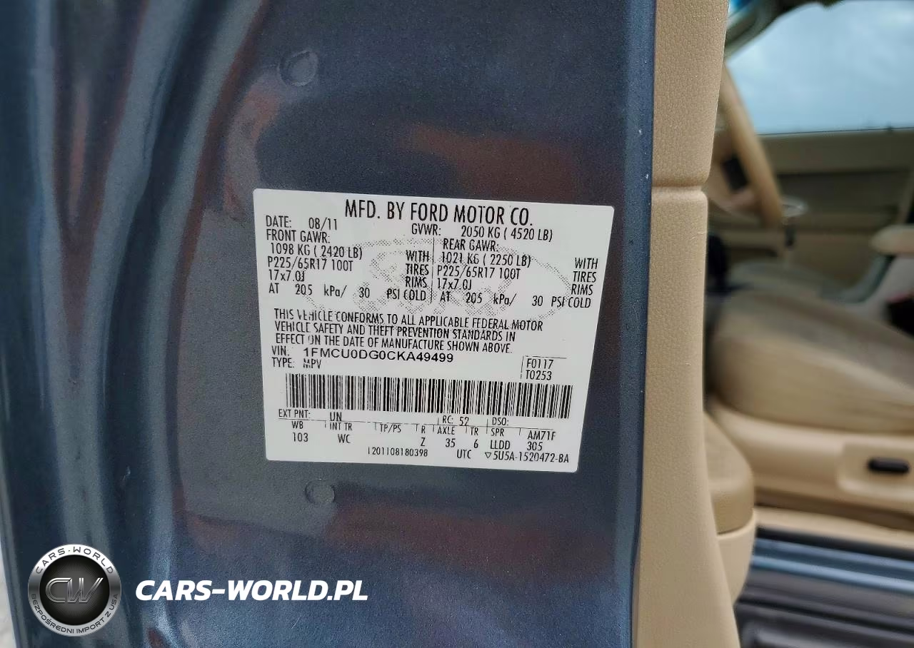 2012 Ford Escape Xlt VIN:1FMCU0DG0CKA49499 - 12