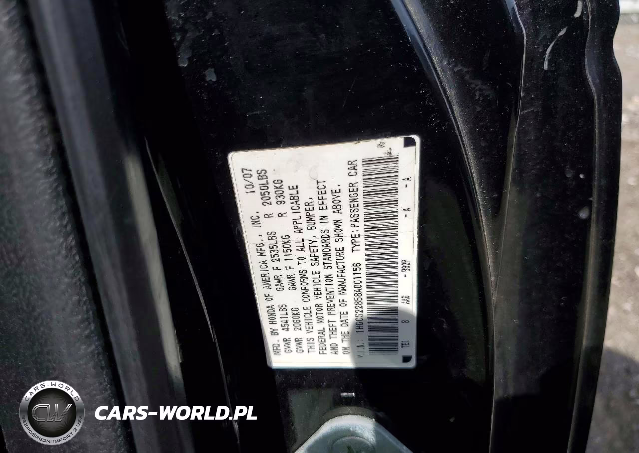 2008 Honda Accord Exl VIN:1HGCS22858A001156 - 12