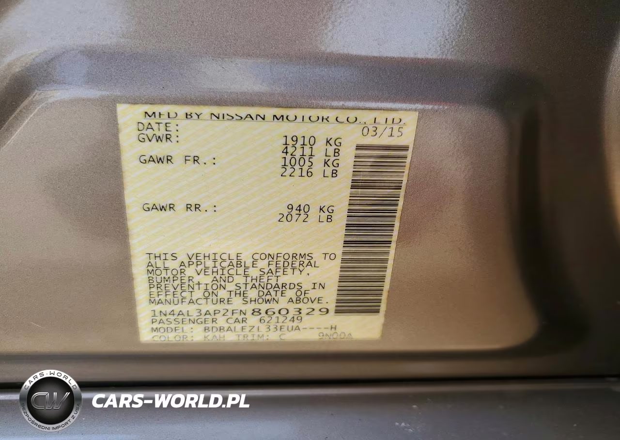 2015 Nissan Altima 2.5 S VIN:1N4AL3AP2FN860329 - 12