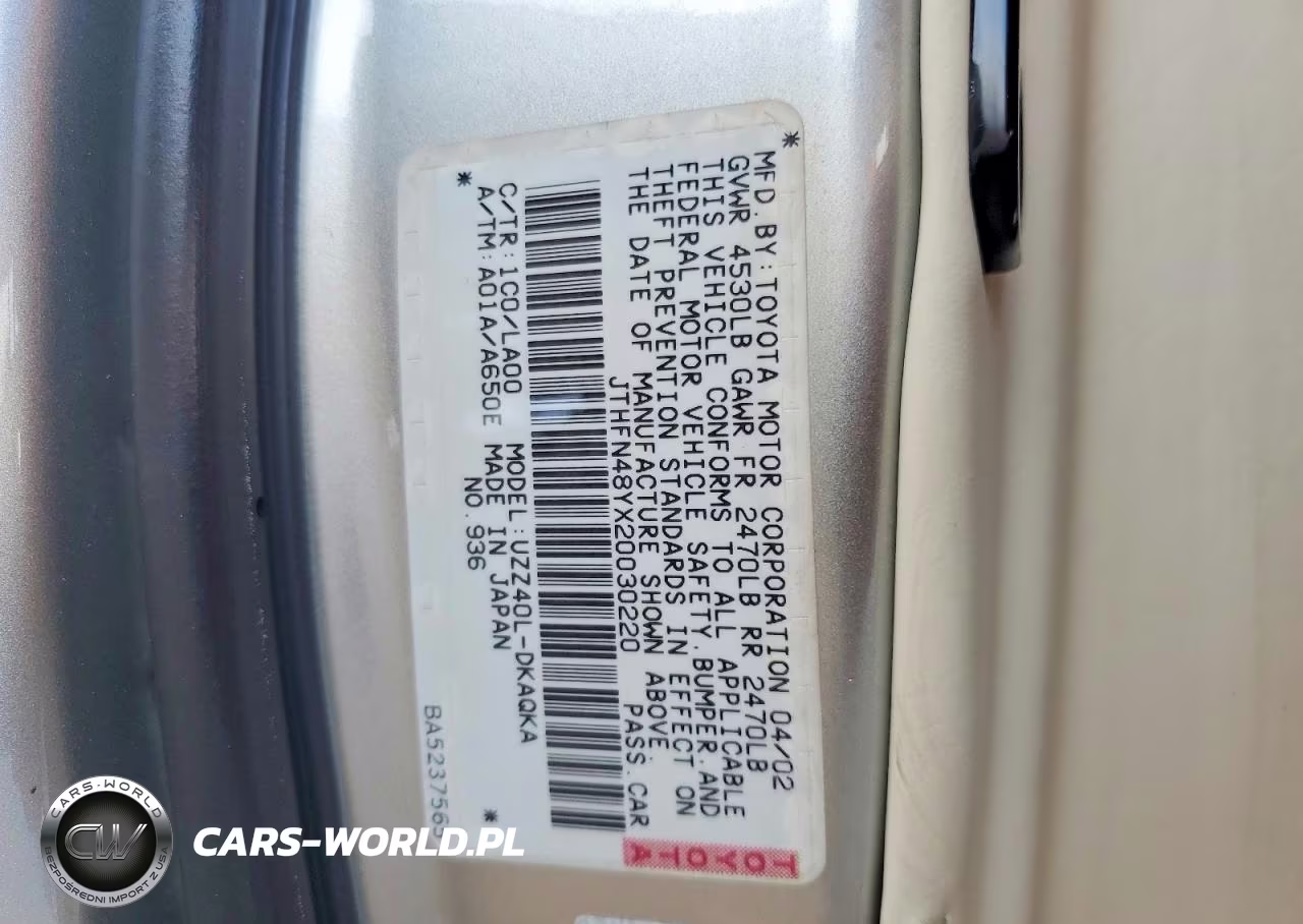 2002 Lexus Sc 430 VIN:JTHFN48YX20030220 - 12