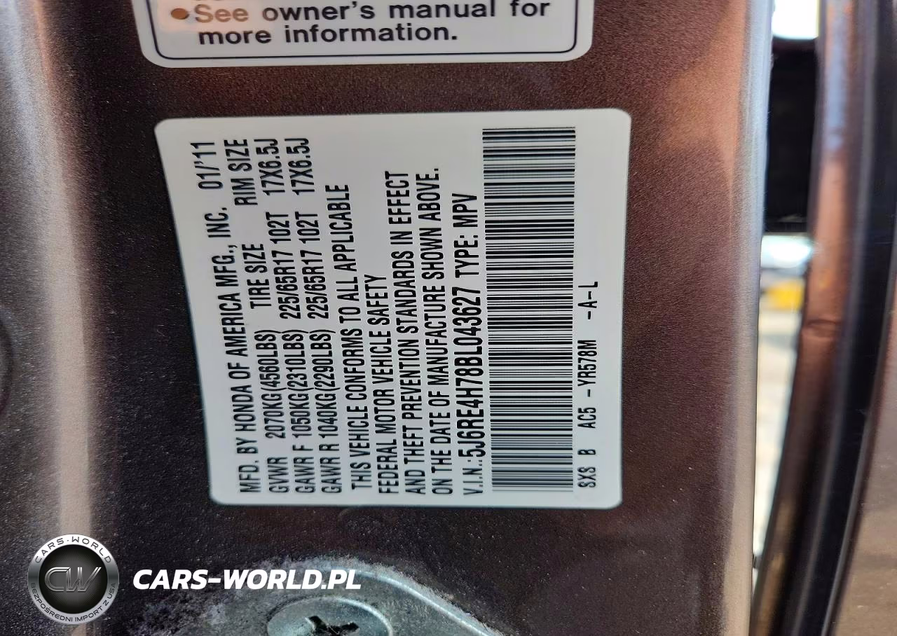 2011 Honda Cr-V Exl VIN:5J6RE4H78BL043627 - 13