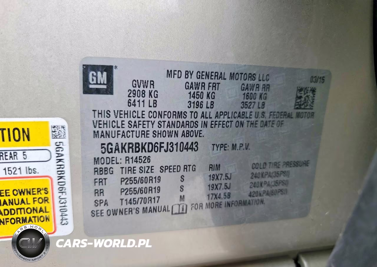 2015 Buick Enclave VIN:5GAKRBKD6FJ310443 - 13