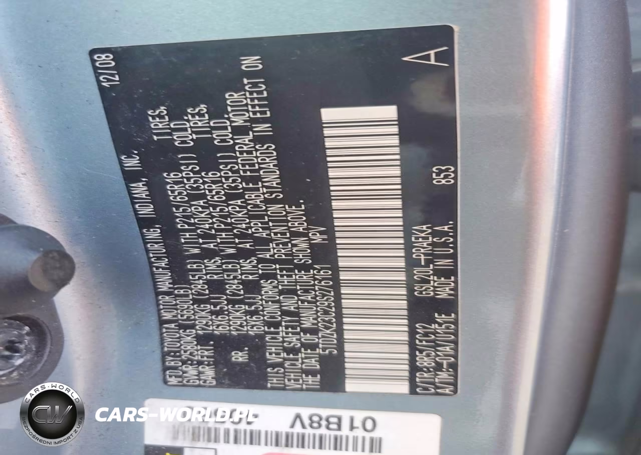 2009 Toyota Sienna Le 8-Passenger VIN:5TDZK23C29S276161 - 13