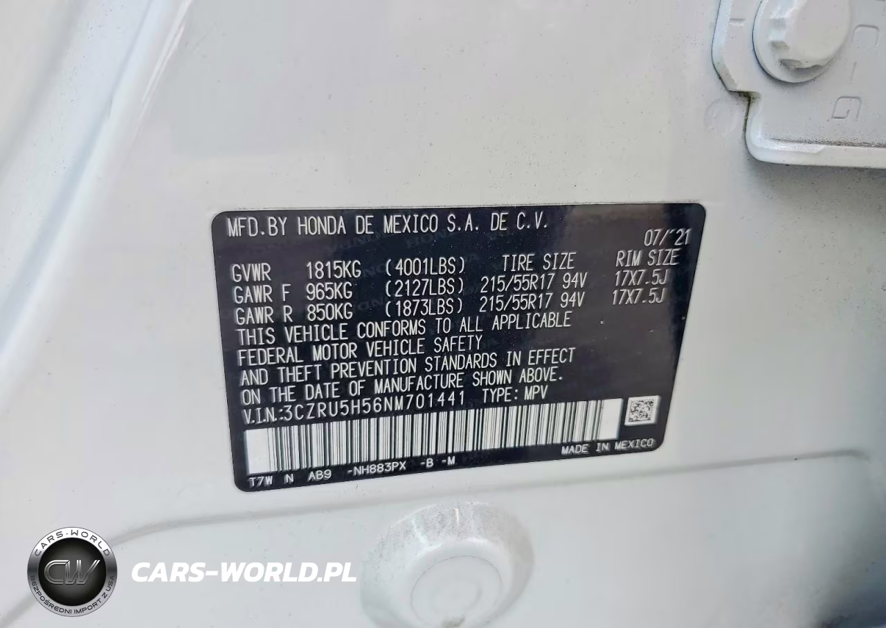 2022 Honda Hr-V Ex VIN:3CZRU5H56NM701441 - 12
