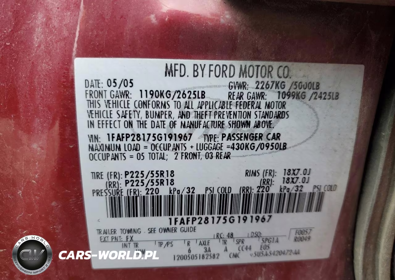 2005 Ford Five Hundred Limited VIN:1FAFP28175G191967 - 12