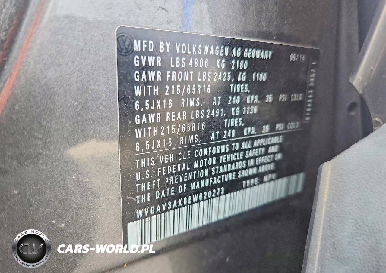2014 Volkswagen Tiguan S VIN:WVGAV3AX6EW620273 - 13