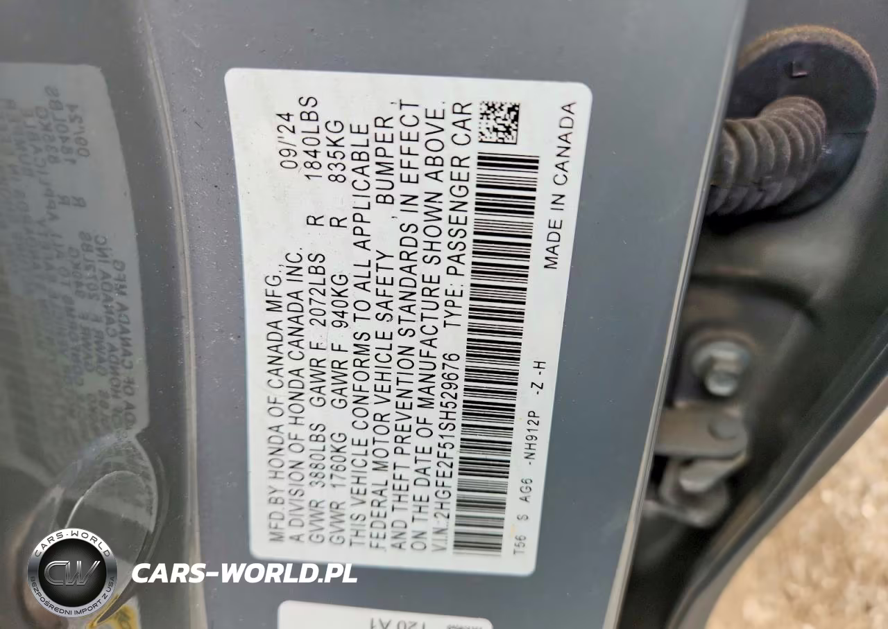 2025 Honda Civic Sport VIN:2HGFE2F51SH529676 - 12