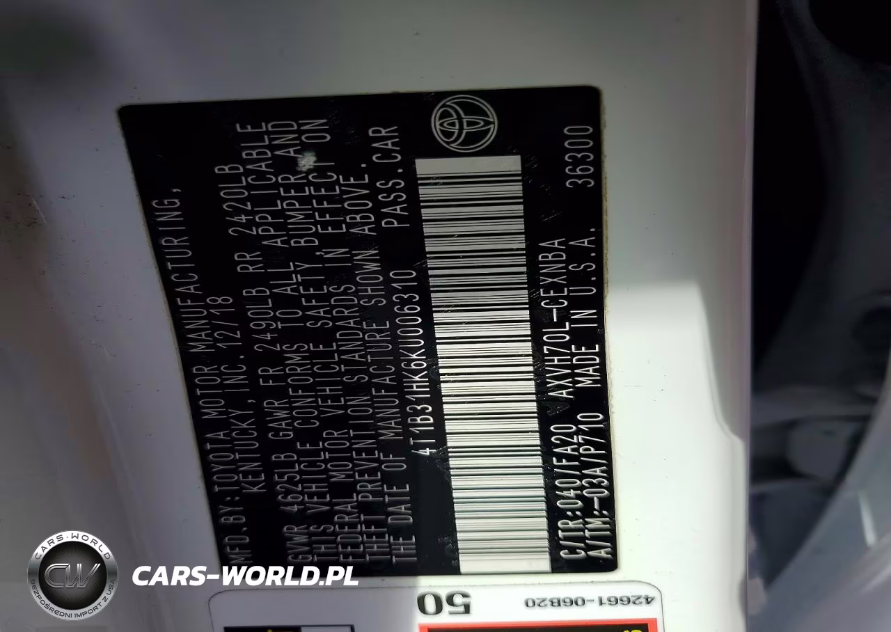 2019 Toyota Camry Le VIN:4T1B31HK6KU006310 - 13