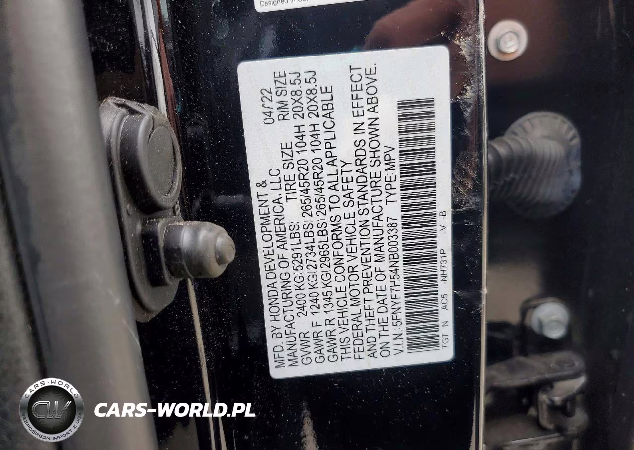 2022 Honda Passport Exl VIN:5FNYF7H54NB003387 - 13
