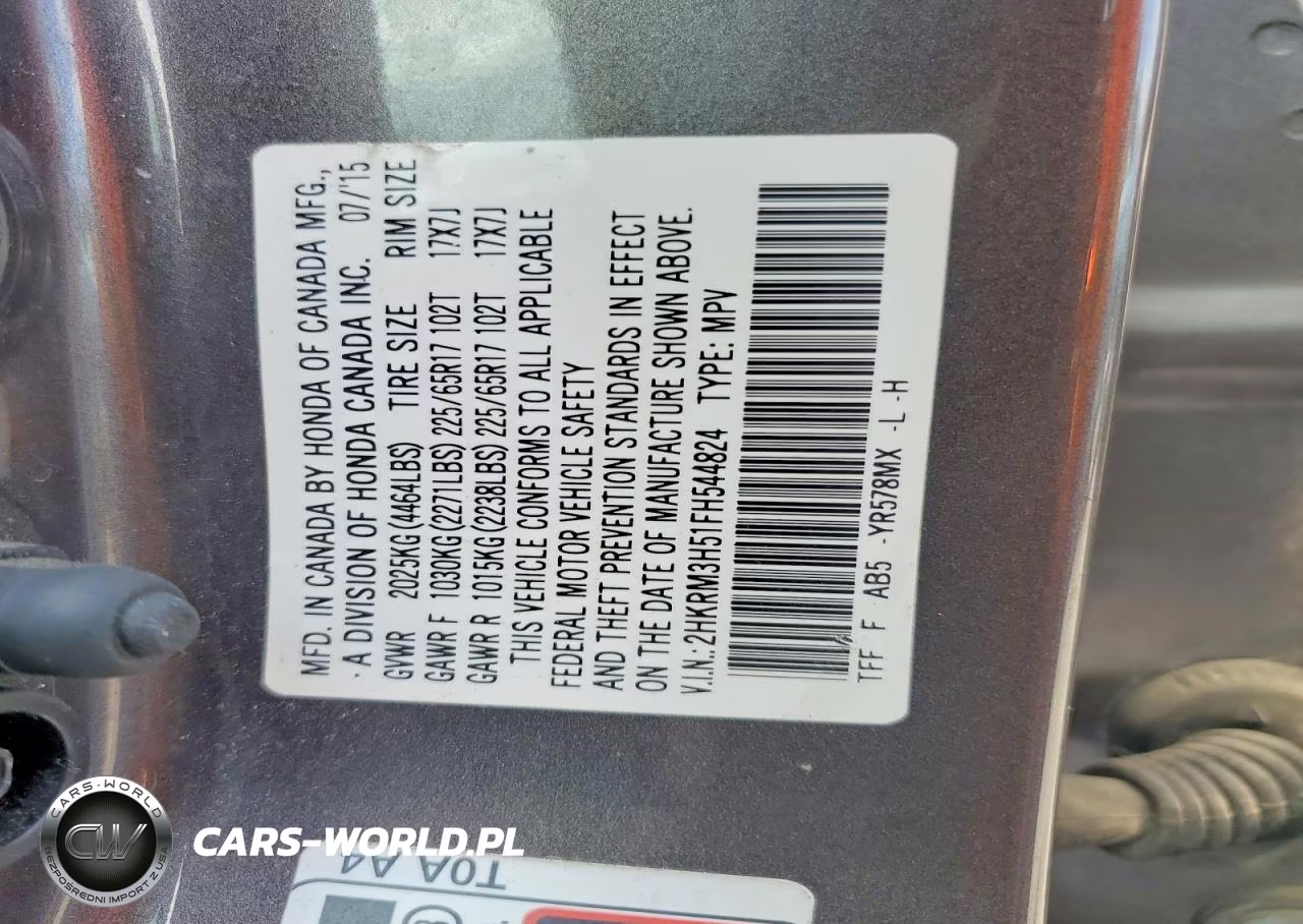 2015 Honda Cr-V Ex VIN:2HKRM3H51FH544824 - 14