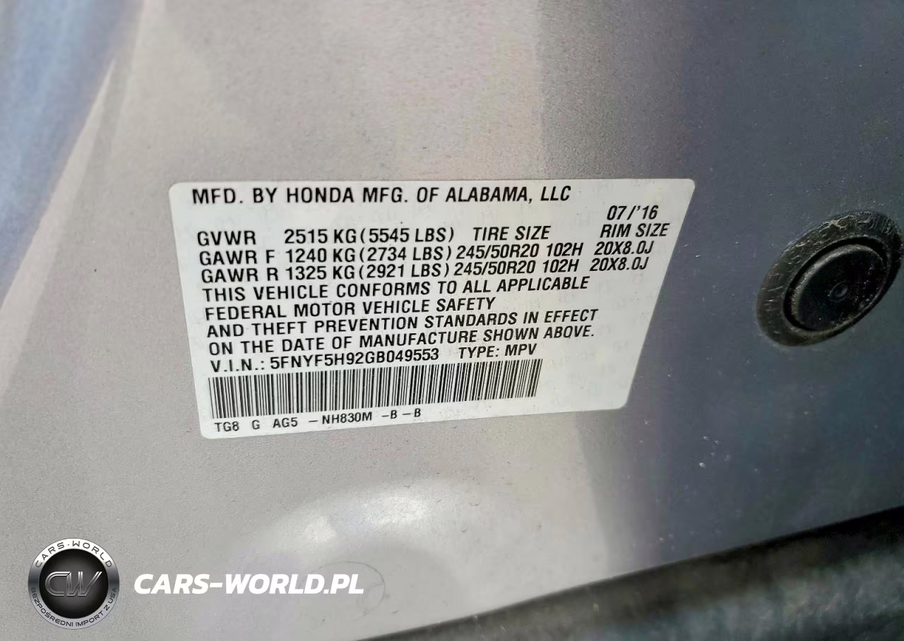 2016 Honda Pilot Touring VIN:5FNYF5H92GB049553 - 13