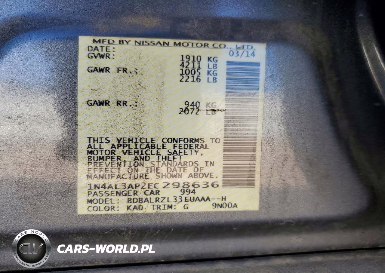 2014 Nissan Altima 2.5 S VIN:1N4AL3AP2EC298636 - 13